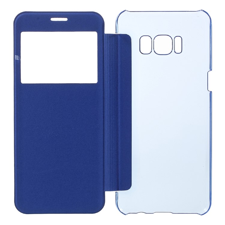 View Window Flash Powder PU Leather + Hard PC Mobile Phone Case Cover for Samsung Galaxy S8 G950 - Blue-5