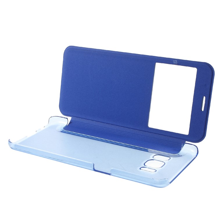 View Window Flash Powder PU Leather + Hard PC Mobile Phone Case Cover for Samsung Galaxy S8 G950 - Blue-6