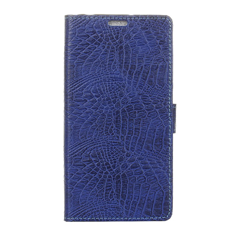 For Samsung Galaxy J7 (2017) Crocodile Texture Wallet Stand Leather Smartphone Case - Blue-1