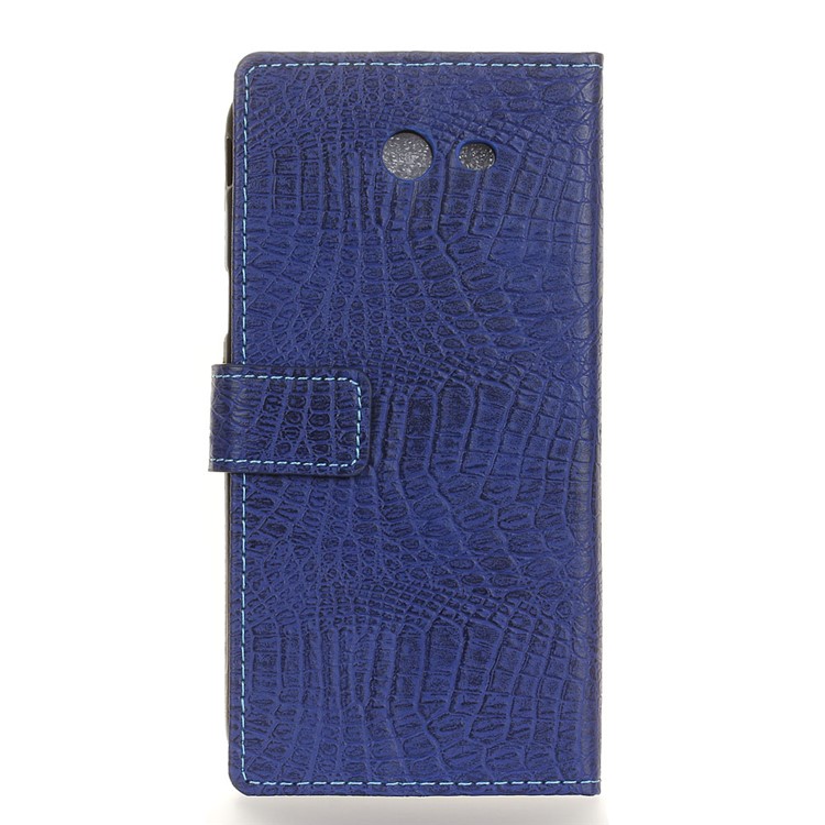 For Samsung Galaxy J7 (2017) Crocodile Texture Wallet Stand Leather Smartphone Case - Blue-2