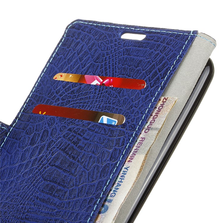 For Samsung Galaxy J7 (2017) Crocodile Texture Wallet Stand Leather Smartphone Case - Blue-6