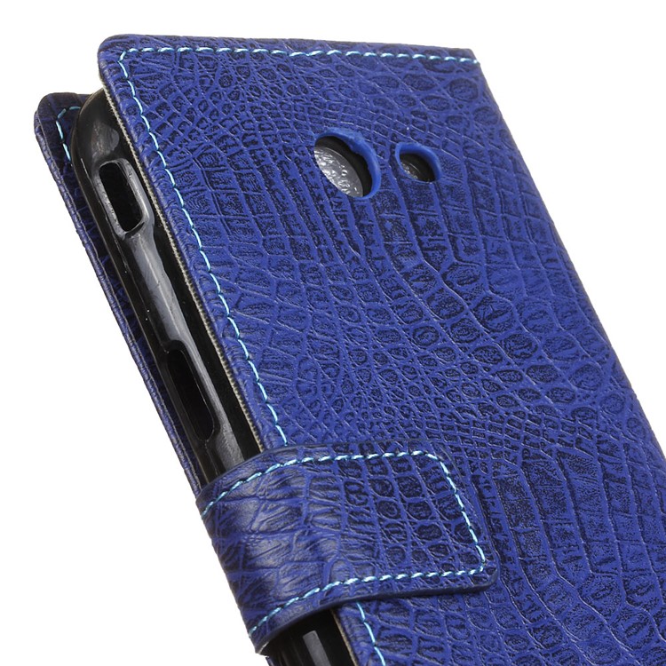 For Samsung Galaxy J7 (2017) Crocodile Texture Wallet Stand Leather Smartphone Case - Blue-7