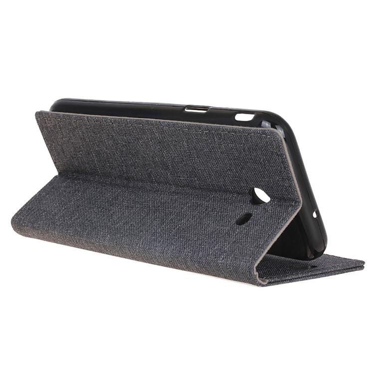 Linen Cloth Leather Wallet Stand Cell Phone Case for Samsung Galaxy J7 (2017) - Black-10