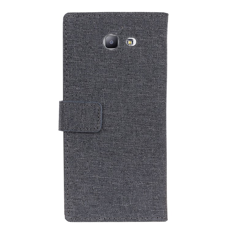 Linen Cloth Leather Wallet Stand Cell Phone Case for Samsung Galaxy J7 (2017) - Black-3