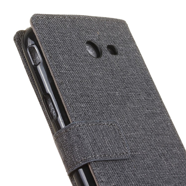 Linen Cloth Leather Wallet Stand Cell Phone Case for Samsung Galaxy J7 (2017) - Black-7
