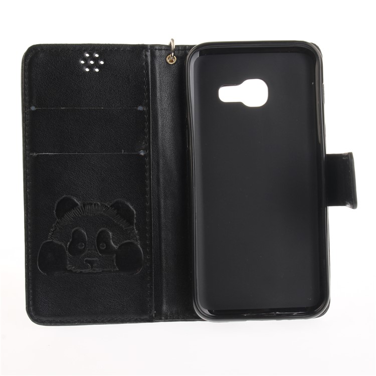 Panda Pattern Imprinted Leather Wallet Case for Samsung Galaxy A3 (2017) - Black-10
