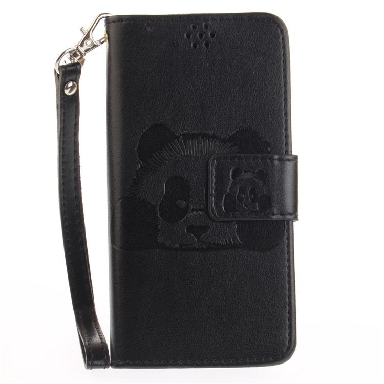 Panda Pattern Imprinted Leather Wallet Case for Samsung Galaxy A3 (2017) - Black-2