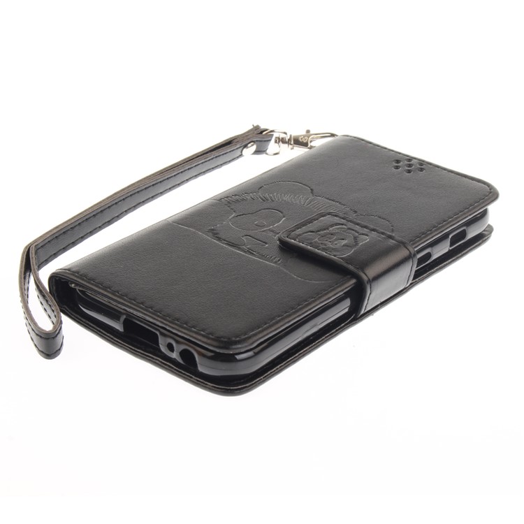 Panda Pattern Imprinted Leather Wallet Case for Samsung Galaxy A3 (2017) - Black-4