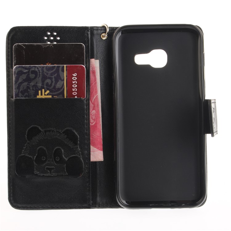 Panda Pattern Imprinted Leather Wallet Case for Samsung Galaxy A3 (2017) - Black-9