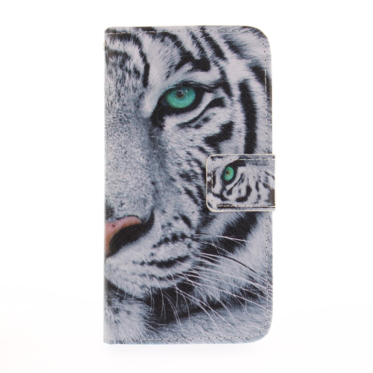 Patterned Leather Case for Samsung Galaxy J3 Emerge/J3 Prime/J3 (2017) - Tiger with Green Eye-2