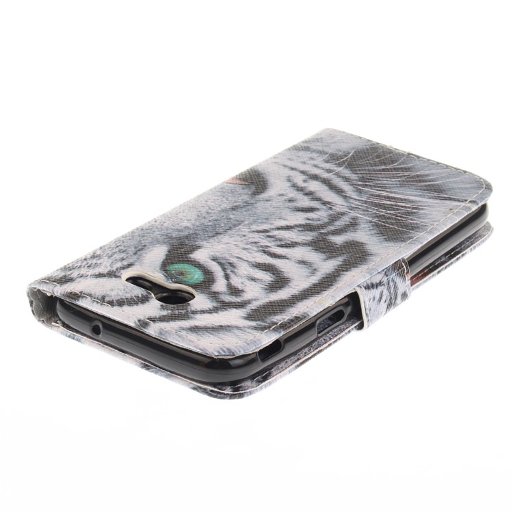 Patterned Leather Case for Samsung Galaxy J3 Emerge/J3 Prime/J3 (2017) - Tiger with Green Eye-5