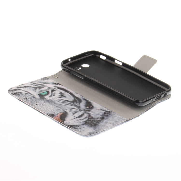 Patterned Leather Case for Samsung Galaxy J3 Emerge/J3 Prime/J3 (2017) - Tiger with Green Eye-8