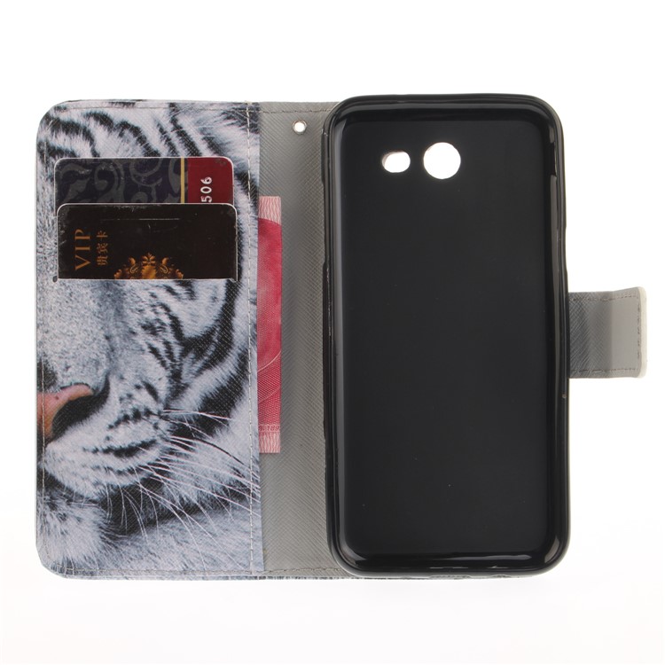 Patterned Leather Case for Samsung Galaxy J3 Emerge/J3 Prime/J3 (2017) - Tiger with Green Eye-9