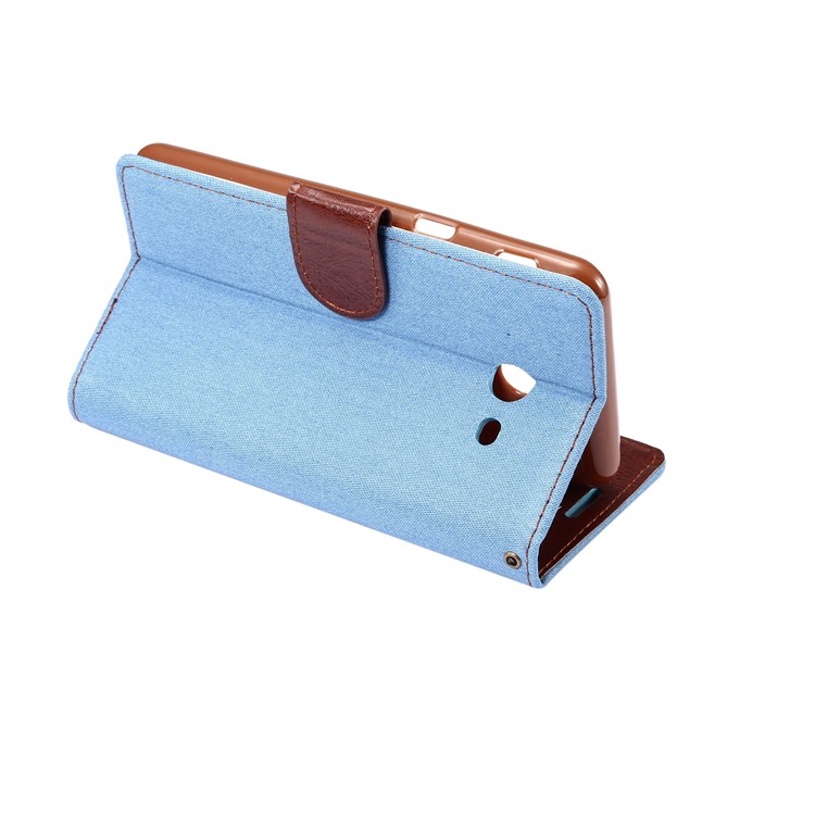 Jeans Cloth Leather Phone Case for Samsung Galaxy J3 Emerge/J3 Prime/J3 (2017) - Baby Blue-4