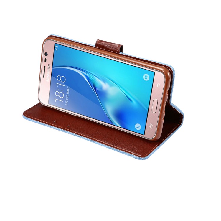 Jeans Cloth Leather Phone Case for Samsung Galaxy J3 Emerge/J3 Prime/J3 (2017) - Baby Blue-5