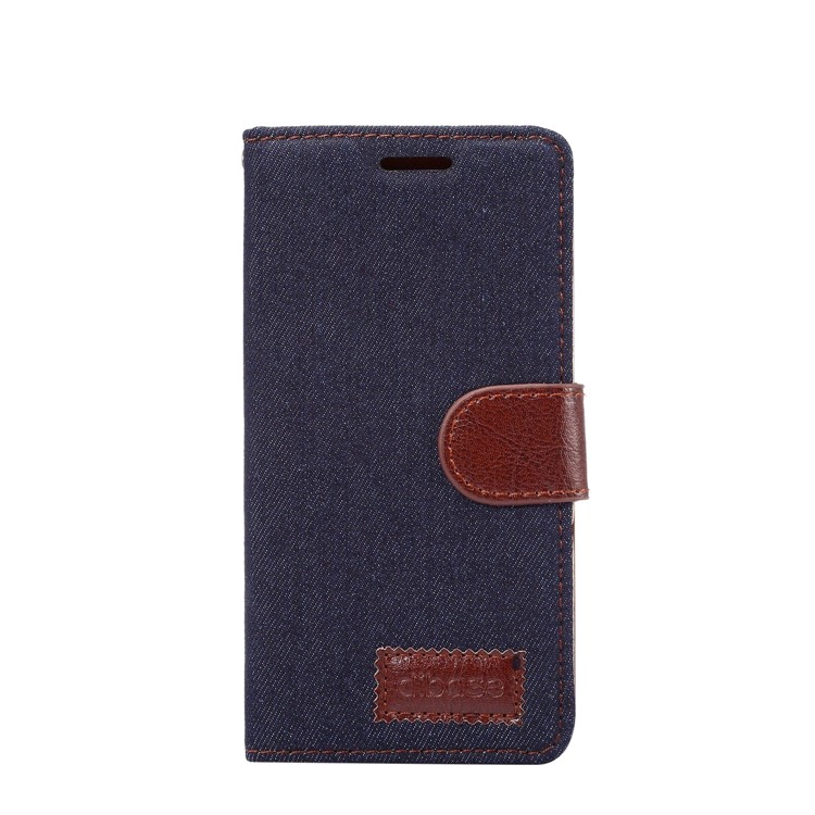 Jeans Cloth Leather Phone Shell with Card Slots for Samsung Galaxy J7 (2017) - Black Blue-2