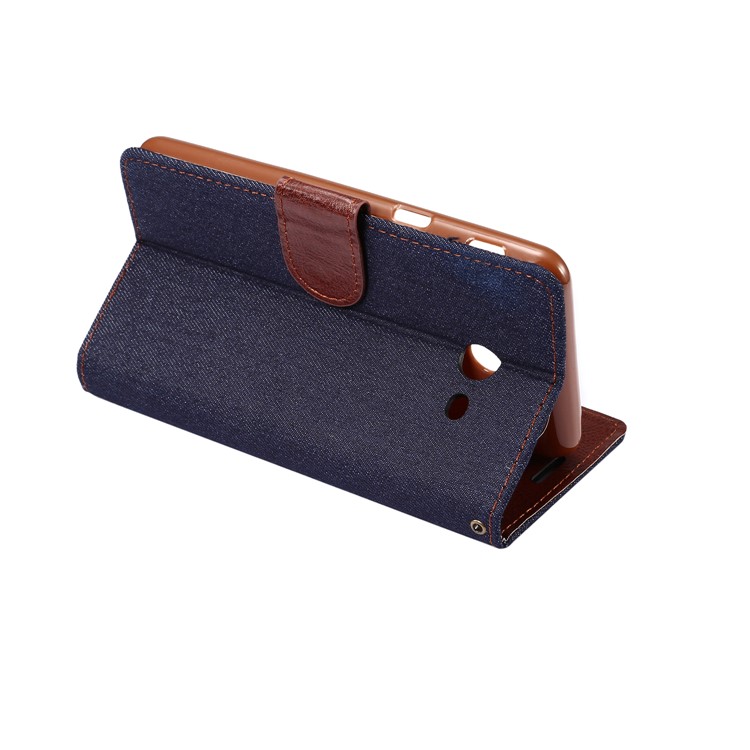 Jeans Cloth Leather Phone Shell with Card Slots for Samsung Galaxy J7 (2017) - Black Blue-6