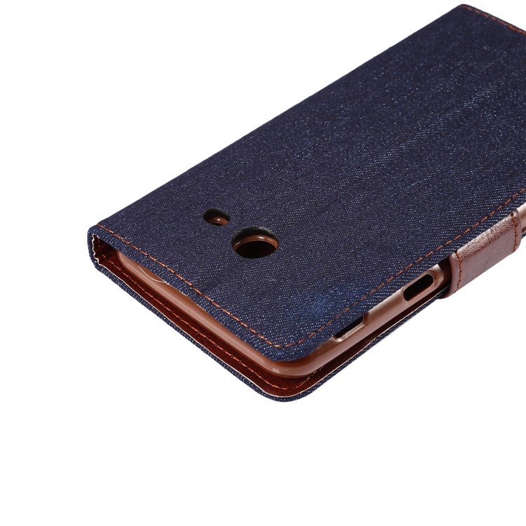 Jeans Cloth Leather Phone Shell with Card Slots for Samsung Galaxy J7 (2017) - Black Blue-8
