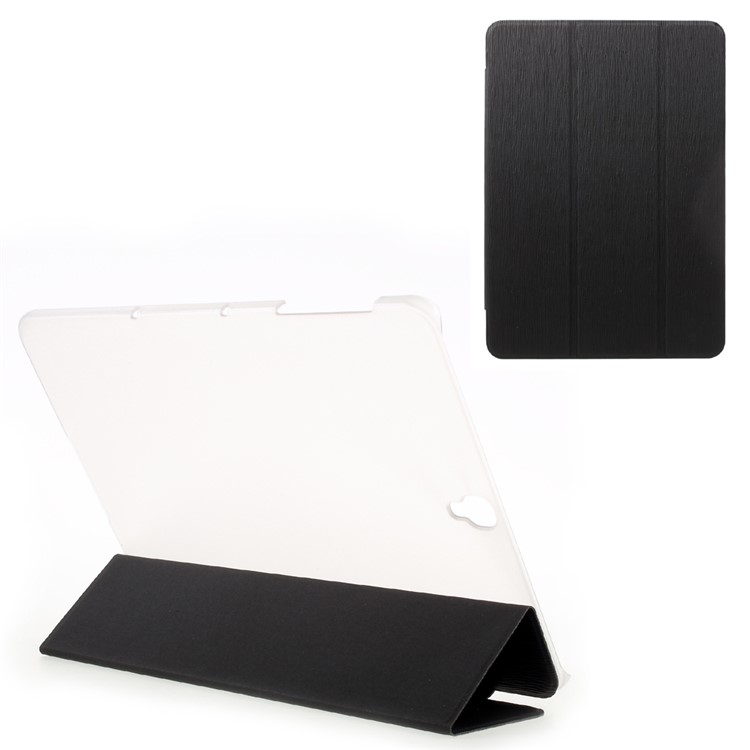 Toothpick Texture Tri-fold Stand Leather Case for Samsung Galaxy Tab S3 9.7" T820 - Black-1
