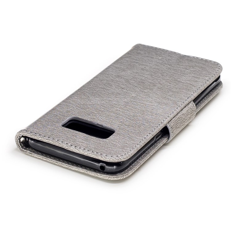 Butterfly Flower Imprinted Leather Cover with Lanyard for Samsung Galaxy S8 G950 - Grey-7