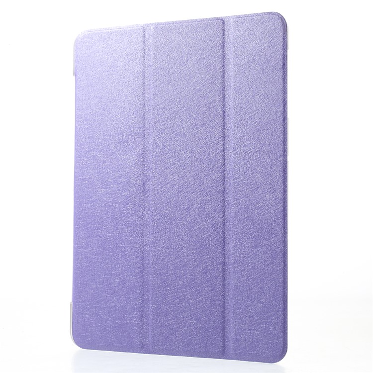 Silk Texture Tri-fold Leather Stand Cover Shell for Samsung Galaxy Tab S3 9.7-inch T820 - Purple-2