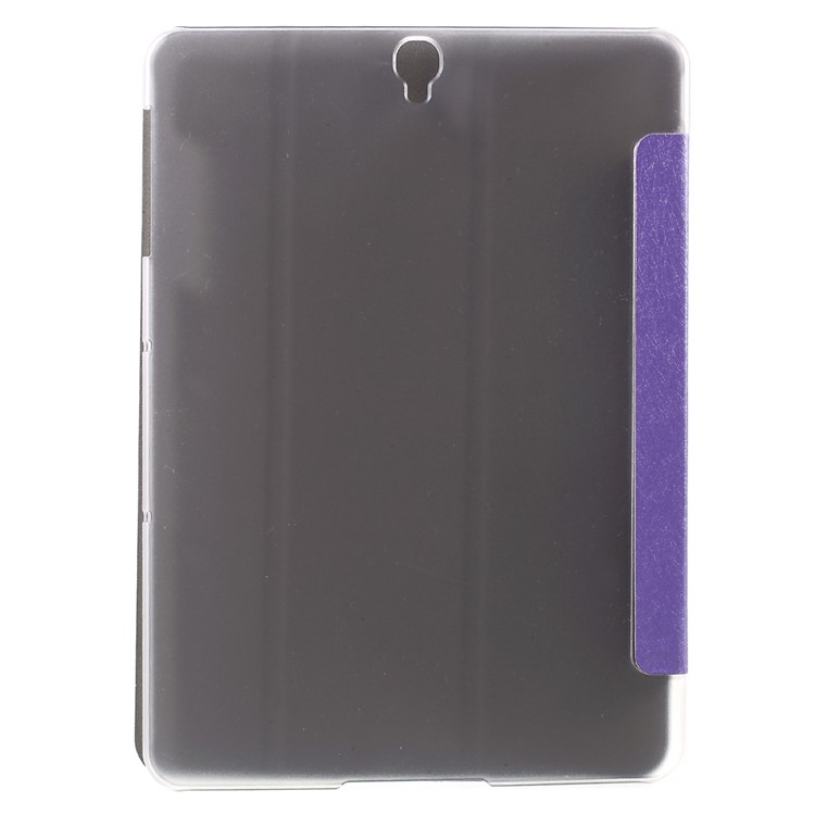 Silk Texture Tri-fold Leather Stand Cover Shell for Samsung Galaxy Tab S3 9.7-inch T820 - Purple-3