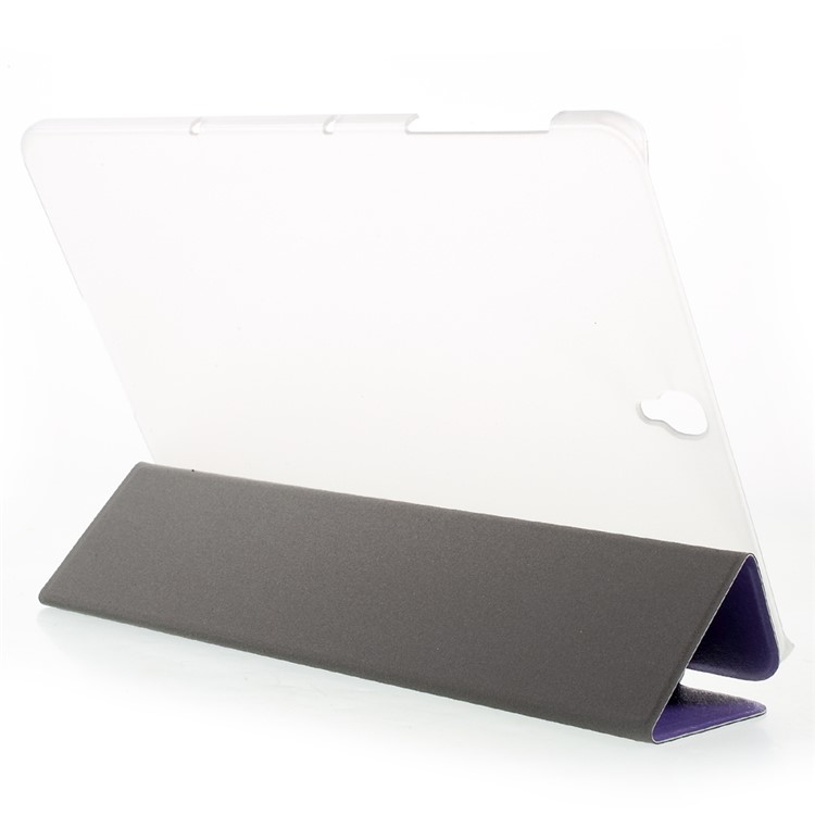 Silk Texture Tri-fold Leather Stand Cover Shell for Samsung Galaxy Tab S3 9.7-inch T820 - Purple-4