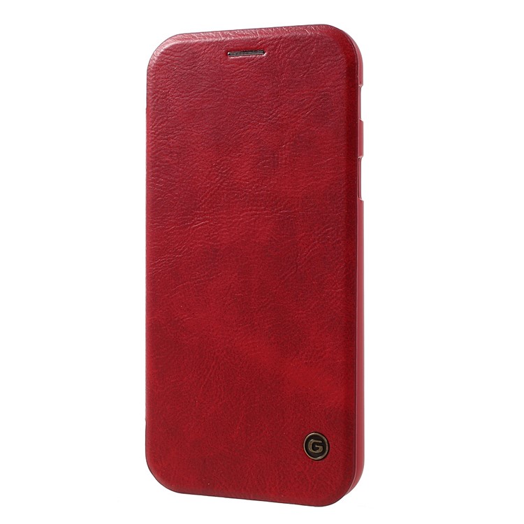 G-CASE Business Series Leather Mobile Shell with Card Slot for Samsung Galaxy A7 (2017) SM-A720F - Red-1