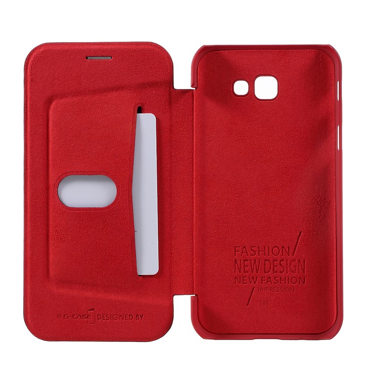 G-CASE Business Series Leather Mobile Shell with Card Slot for Samsung Galaxy A7 (2017) SM-A720F - Red-5