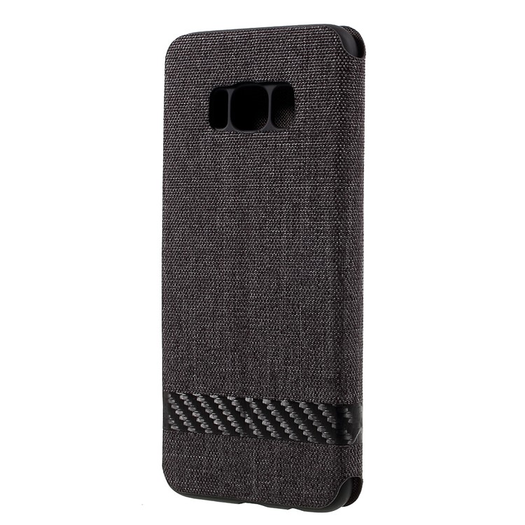 G-CASE Card Holder Canvas Stand Phone Case for Samsung Galaxy S8 - Black-2