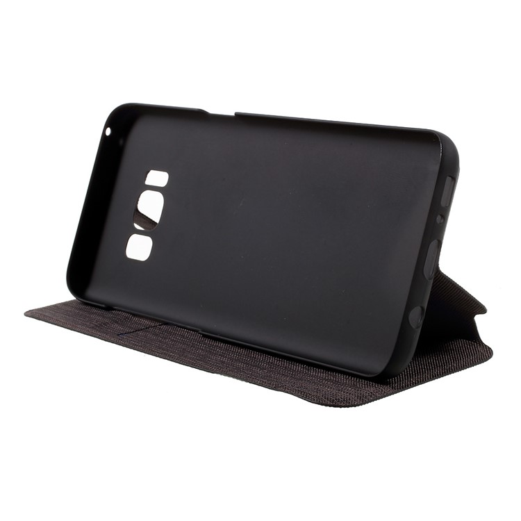 G-CASE Card Holder Canvas Stand Phone Case for Samsung Galaxy S8 - Black-6