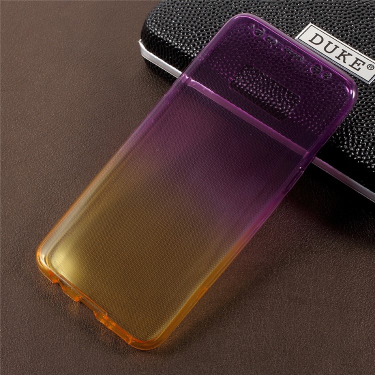 Gradient Color Touchable Front + Back 2-Piece TPU Case for Samsung Galaxy S8+ SM-G955 - Purple / Yellow-1