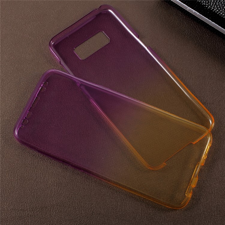 Gradient Color Touchable Front + Back 2-Piece TPU Case for Samsung Galaxy S8+ SM-G955 - Purple / Yellow-4