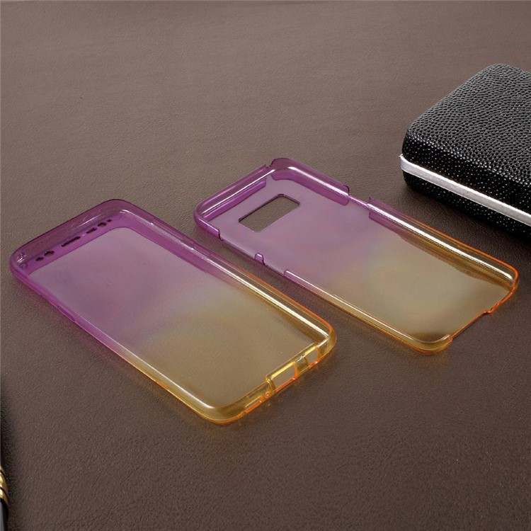 Gradient Color Touchable Front + Back 2-Piece TPU Case for Samsung Galaxy S8+ SM-G955 - Purple / Yellow-5