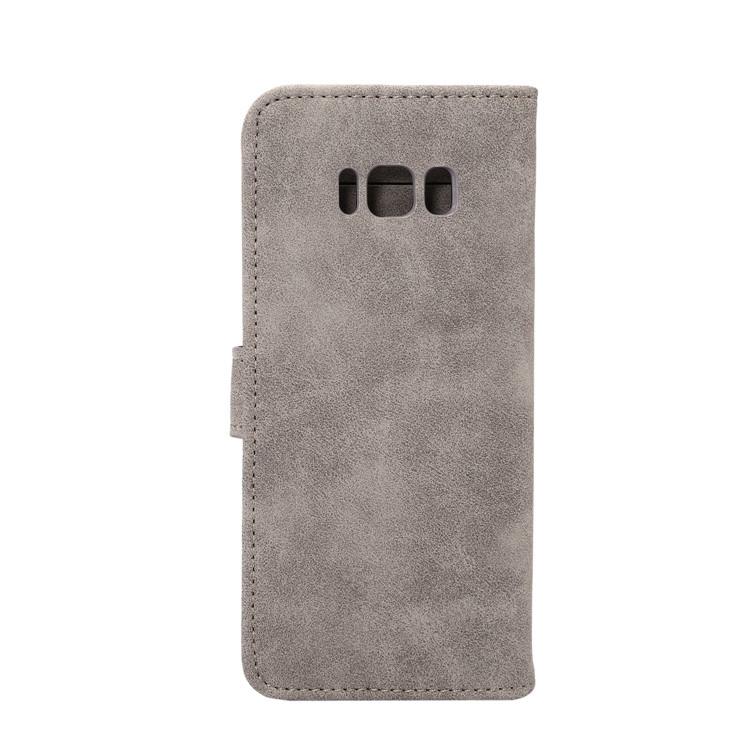 For Samsung Galaxy S8 G950 Retro Style Leather Wallet Cellphone Case - Grey-3