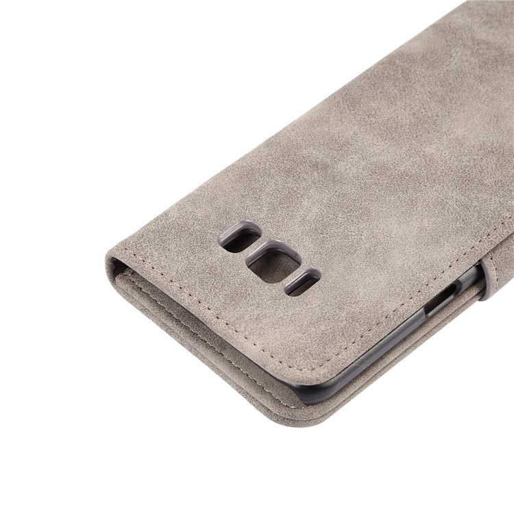 For Samsung Galaxy S8 G950 Retro Style Leather Wallet Cellphone Case - Grey-7