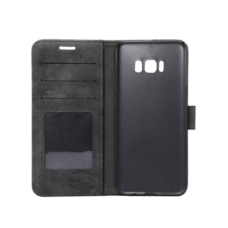 Retro Style Leather Wallet Case Stand for Samsung Galaxy S8 Plus G955 - Black-4