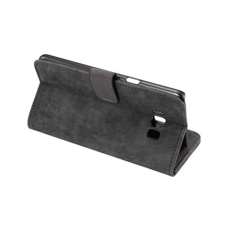 Retro Style Leather Wallet Case Stand for Samsung Galaxy S8 Plus G955 - Black-5