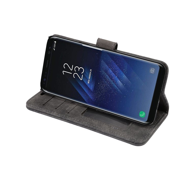 Retro Style Leather Wallet Case Stand for Samsung Galaxy S8 Plus G955 - Black-6