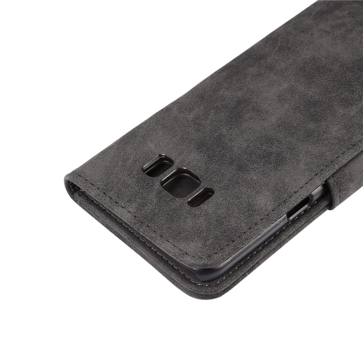 Retro Style Leather Wallet Case Stand for Samsung Galaxy S8 Plus G955 - Black-7