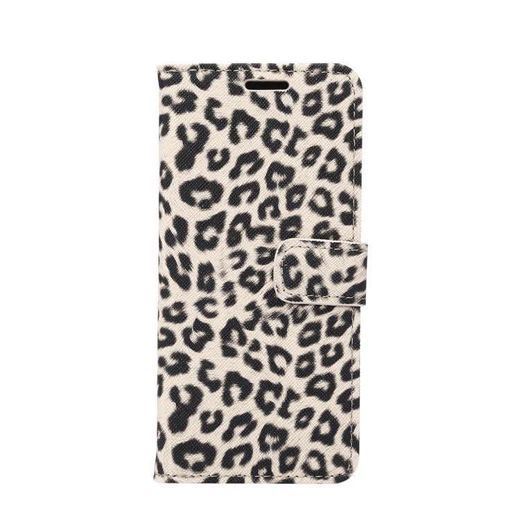 Leopard Pattern Leather Magnetic Wallet Cover for Samsung Galaxy S8 G950 - Grey-2