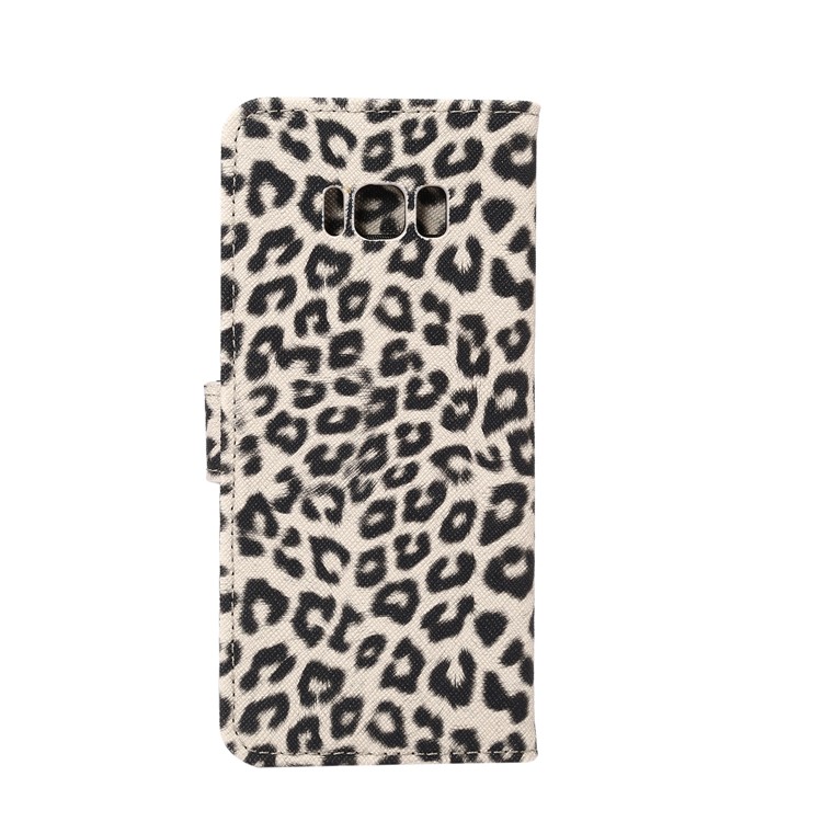 Leopard Pattern Leather Magnetic Wallet Cover for Samsung Galaxy S8 G950 - Grey-3