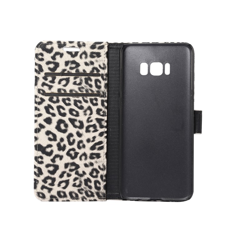 Leopard Pattern Leather Magnetic Wallet Cover for Samsung Galaxy S8 G950 - Grey-4