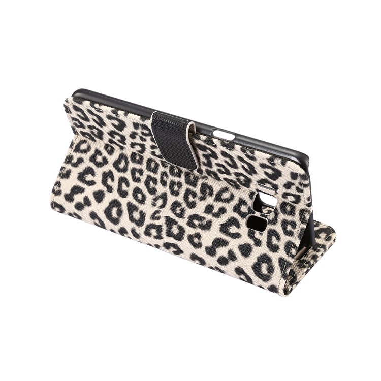 Leopard Pattern Leather Magnetic Wallet Cover for Samsung Galaxy S8 G950 - Grey-5