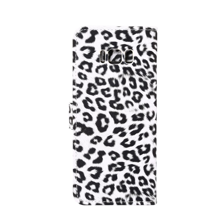 Leopard Pattern Leather Wallet Mobile Case for Samsung Galaxy S8 Plus G955 - White-3