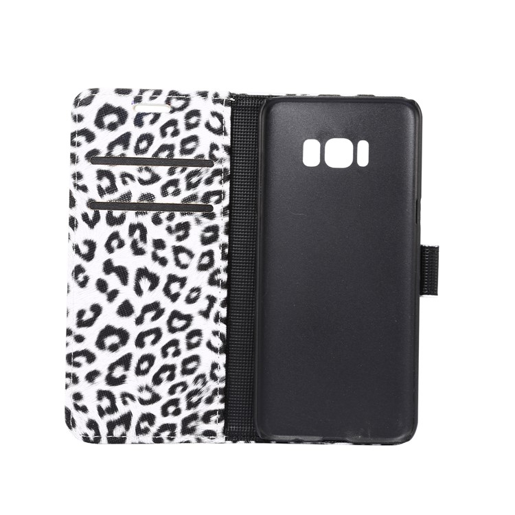 Leopard Pattern Leather Wallet Mobile Case for Samsung Galaxy S8 Plus G955 - White-4