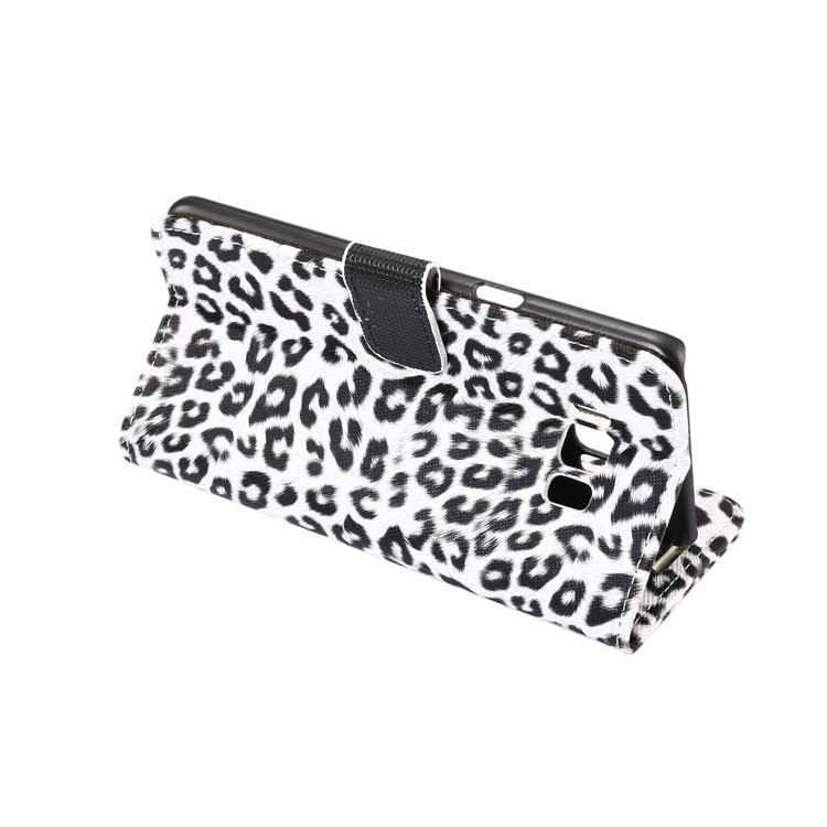 Leopard Pattern Leather Wallet Mobile Case for Samsung Galaxy S8 Plus G955 - White-5