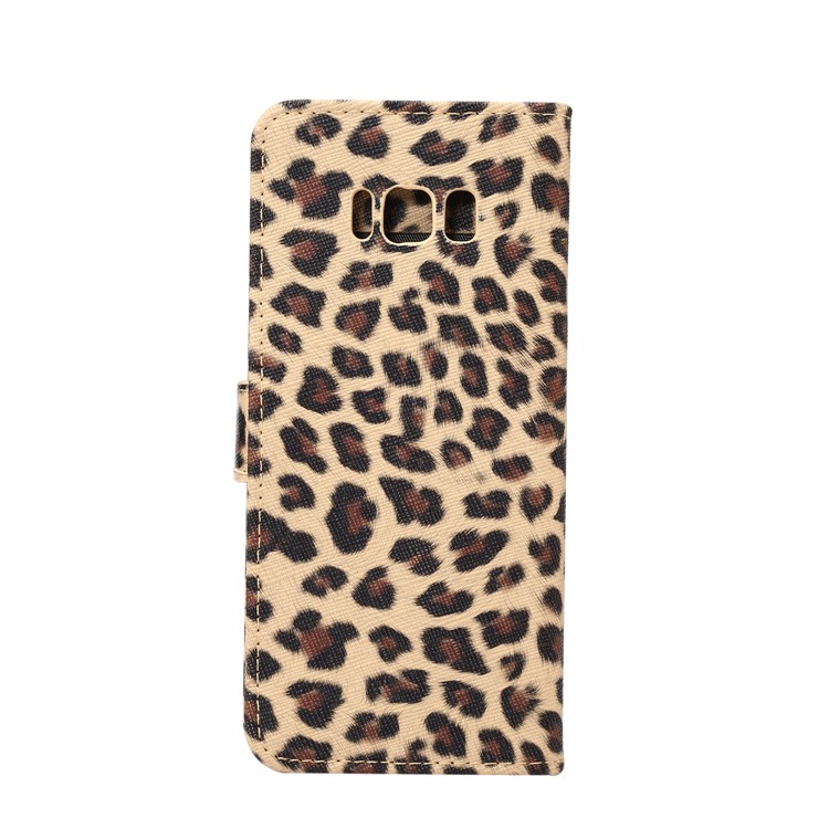 Leopard Pattern Leather Magnetic Wallet Shell for Samsung Galaxy S8 Plus G955 - Gold-3