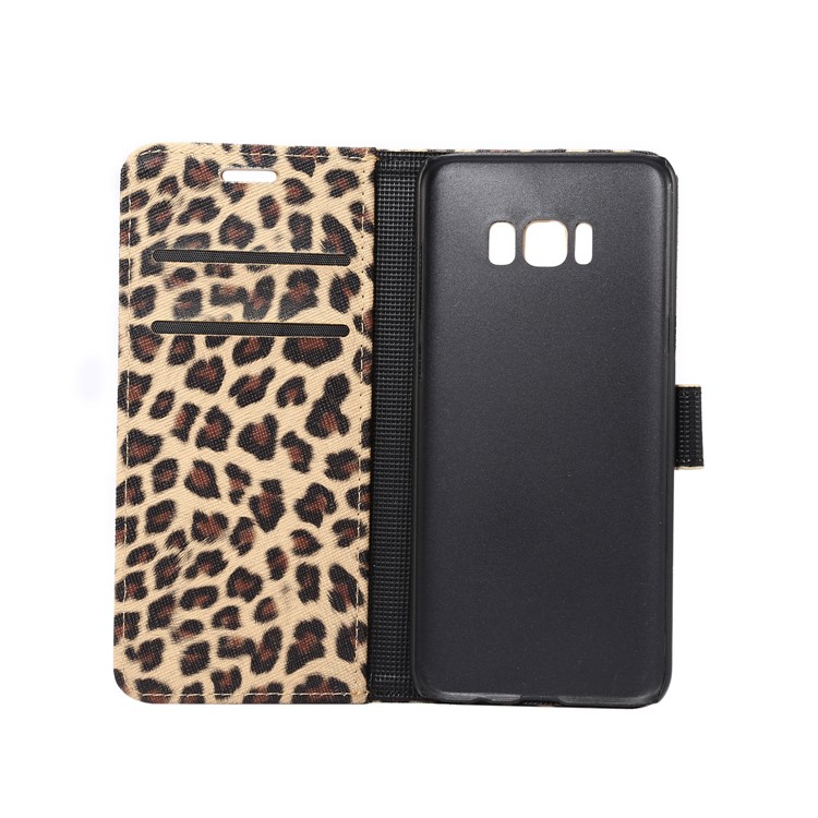 Leopard Pattern Leather Magnetic Wallet Shell for Samsung Galaxy S8 Plus G955 - Gold-4