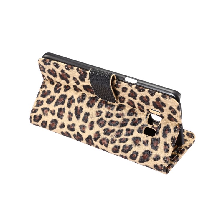 Leopard Pattern Leather Magnetic Wallet Shell for Samsung Galaxy S8 Plus G955 - Gold-5